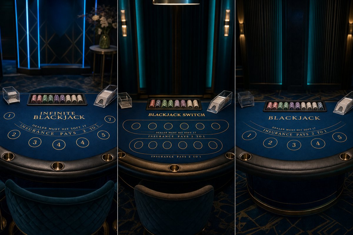 Verschiedene Blackjack Varianten an Spieltischen